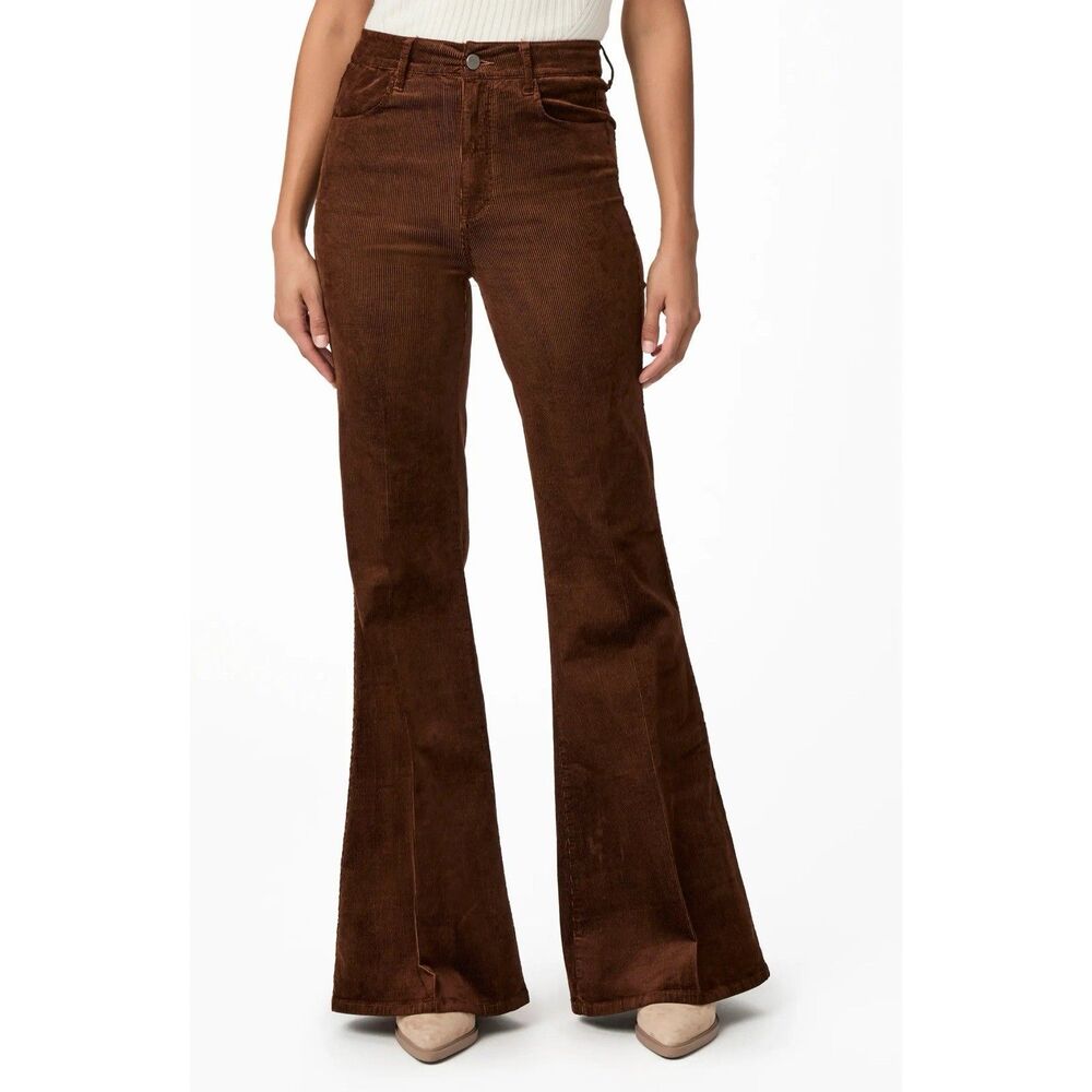 Paige Charlie Corduroy Flare Pants In Maple Brown Womens 26 Boho Western Chic